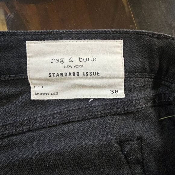 Rag & Bone Mens Jeans 36x33 Black Standard Issue 1 Skinny Stretch - Picture 8 of 10